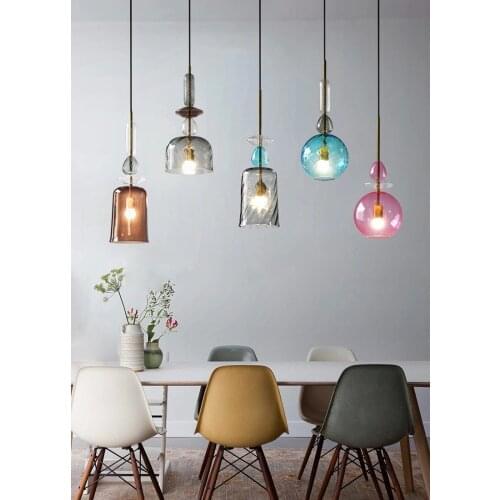 Nordic Art Creative Colorful Glass Pendant Lamp Retro Loft Bar Coffee Shop Light Free Shipping
