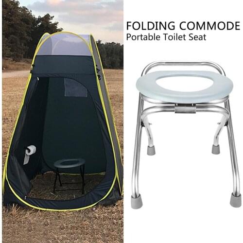 Folding Commode Portable Toilet Seat Portable Potty Chair Comfy Commode Chair Perfect For Elderly Pregnant Woman Disabled Hiking