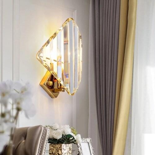 Modern Clear Crystal Luxurious Led Foyer Wall Lamps Bedroom Bedside Restaurant TV Background Wall Nordic Sconce Free Shipping