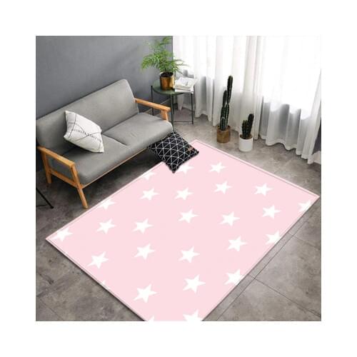 Modern Nordic Star Carpet Anti-slip Flannel Area Rug for Kids Room Baby Play Crawling Stars Ripple Pattern Mats for Living Room