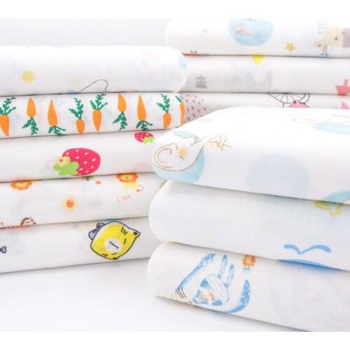 Pure Cotton Fabric 100% Kids Double-layered Gauze Cloth Baby Dress Cartoon Anime Flower Printed Brocade for Sewing By The Meter