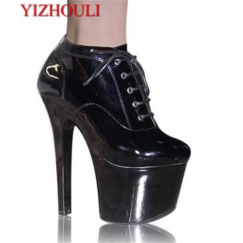 Waterproof fashion sexy stage 17cm high heels Nightclub pole high help single shoes big yards