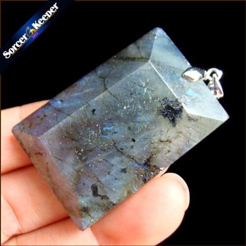 High Quality Big Natural Blue Flash Labradorite Stone Beads Pendants Necklaces Wholesale Bijoux Necklace For Mens Jewelry SS894