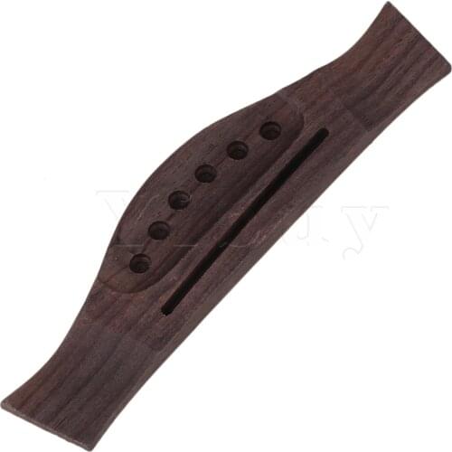 Yibuy 6 String Rosewood Saddle Bending Guitar Bridge for Acoustic Guitar Sharp Angle