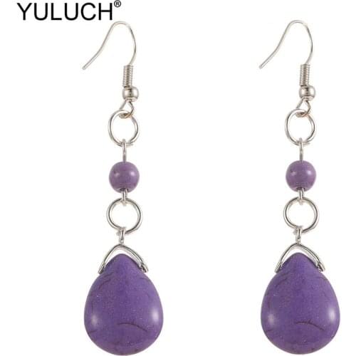 YULUCH 2019 Ethnic Bohemian Green Pompom Pom Pom Long Water Drop Stone Dangle Earrings Fashion Jewelry African Pendant Earrings
