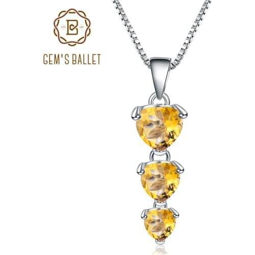 GEMS BALLET 925 Sterling Silver Jewelry 2.43Ct Natural Citrine Gemstone Love Heart Pendant Necklace for Women Wedding Jewelry