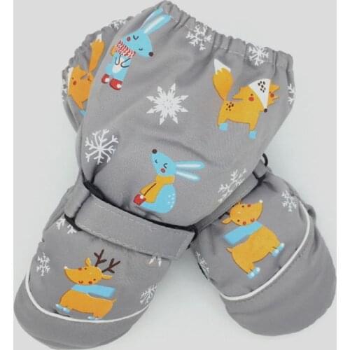 Winter New Children Print Cartoon Deer Rabbit Thickening Ski Gloves Kids Windproof Waterproof Non-slip Long-sleeved Mittens AXYA