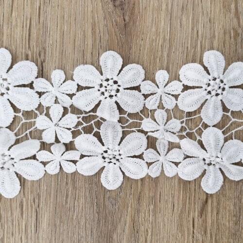 1 Yard/Pack) 110mm Width White Embroidery Lace Fabric Webbing Pearl Decoration Accessories Skirt Hem Handmade DIY Ribbons