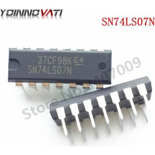 10PCS SN74LS07N DIP14 SN74LS07 74LS07N 74LS07 Buffer and line driver Hex OC HV W/ Out New Original