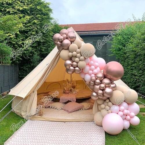 100pcs Rose Gold Wedding Birthday Party Background Baby Shower DIY Supplies Doubeld Apricot Festival Dinner Table Ballon Garland