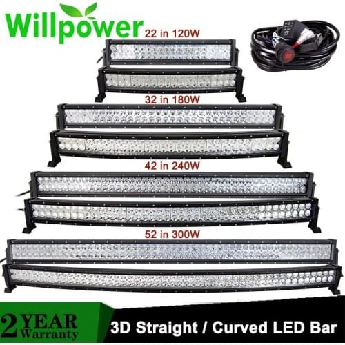 22 32 42 52'' Inch Straight/Curved Offroad Led Bar Combo Led Work light Driving Fog Lamp Truck 4x4 ATV UTV 12V 24V