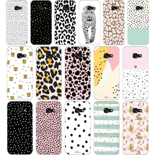 44AA Leopard print dot Soft Silicone Tpu Cover phone Case for Samsung A3 A5 A7 A8 2016 2017 2018 A50