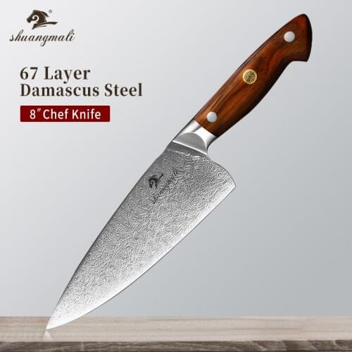 8 Inch Cleaver Chef Knife Professional Forged Damascus Steel Utility Kitchen Knives Gift Sharp Slicing Cutting Meat Chef Knife