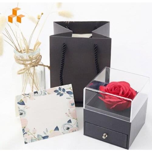 80% Dropshipping!high quality Rose Flower Design Ring Necklace Display Holder Jewelry Storage Box special romantic gift