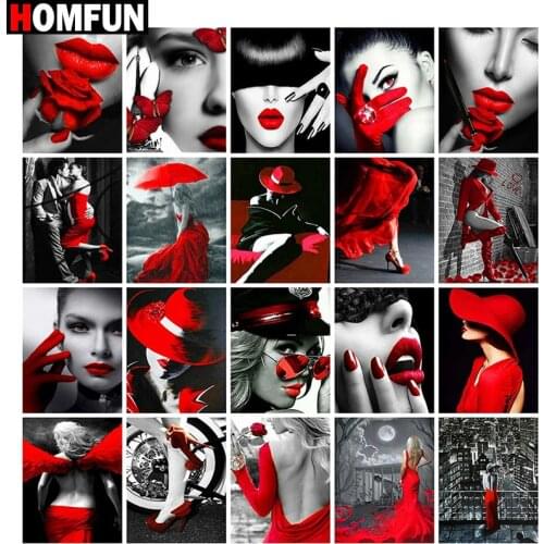 HOMFUN Full Drill Diamond Painting "Woman portrait theme" DIY Picture Of Rhinestone 5D Diamond Embroidery Cross Stitch Decor