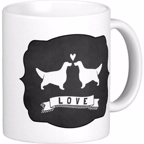 English Setters Love Silhouettes W Heart White Coffee Mugs Tea Mug Customize Gift By LVSURE Ceramic Mug Travel Coffee Mugs