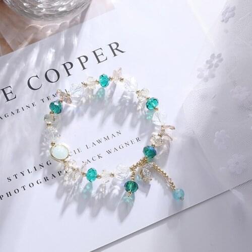 Luxury Green Irregular Natural Crystal Beaded Strand Bracelets for Women Female Gold Plated Party Fashion Jewelry Gifts YBR467