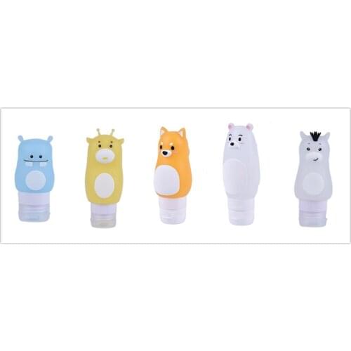 Hippo/Horse/Giraffe/Polar bear/Shiba Inu Shape Emulsion Dispensing Travel Bottle Silicone Portable Cosmetics Shampoo Container