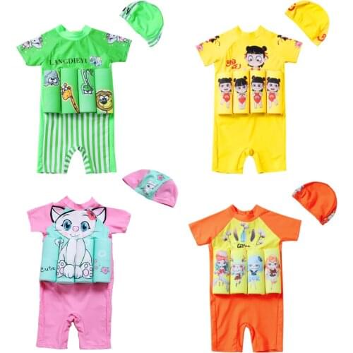 One-piece Swimsuit for Children Boys and Girls with Buoyancy Sport Suit for Kids 2-10 Years Cate Swimming Beach Bathing Bikini