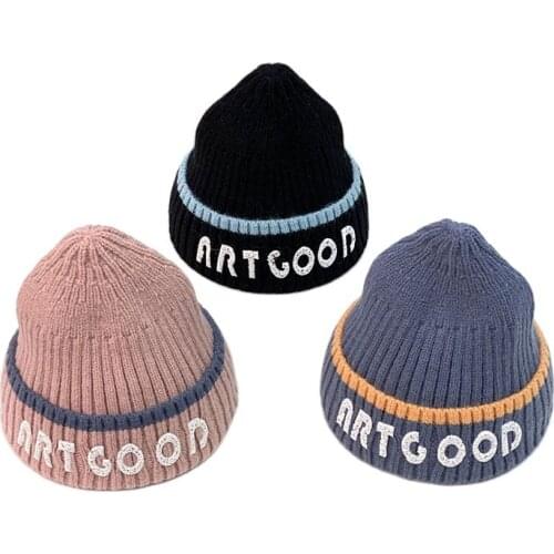 Doitbest Children Pointy top Knitted Hat Kids Girls Boys Autumn Winter Fashion Art-Good letters Warm Beanie Earflap Hats
