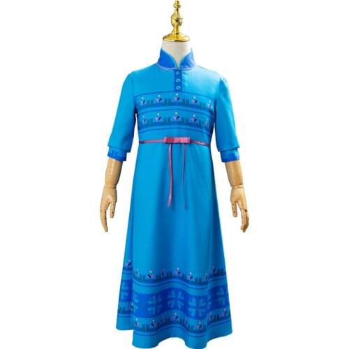 Children Anna Cosplay Costume Dress Gown Blue Uniform Halloween Carnival Costume Fancy Dress Kids Girls