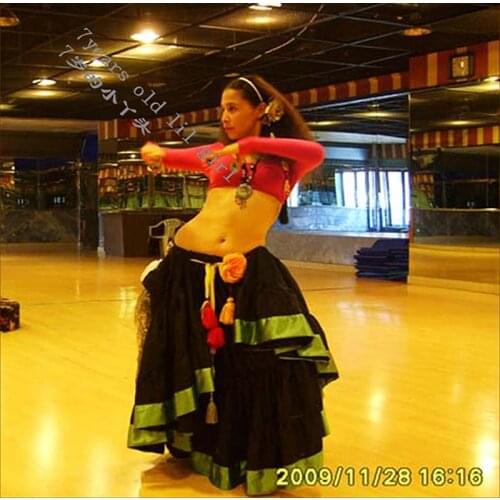 Cotton 4Tiered 18Yards Ats Gypsy Tribal Belly Dance Skirt With Border EI14 23