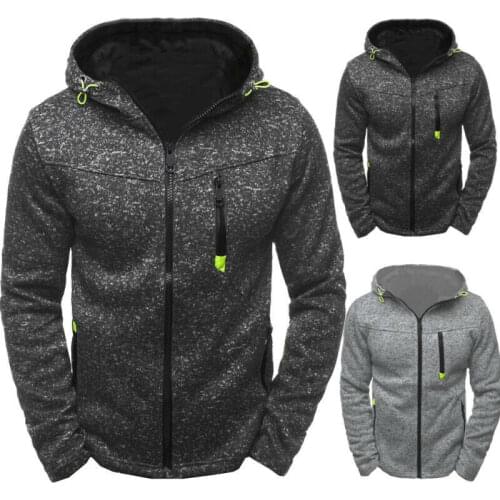 Men Long Sleeve Hoodie Sweatshirt Coat Hooded Sports Zip Up Longline Jacket