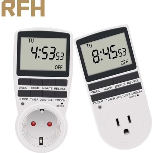 Electronic Digital Timer Switch EU US Plug Kitchen Outlet 230V 110V 7 Day 12/24 Hour Programmable Timing Socket