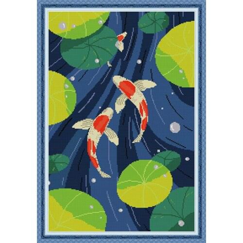 Everlasting Love Koi Chinese Cross Stitch Kits Ecological Cotton Clear Stamped Printed 11CT 14CT DIY Gift Christmas Decoration