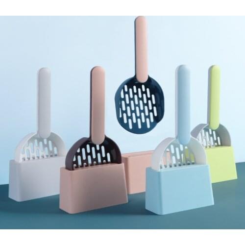 Cat Litter Shovel Set Filter Kitty Litter Poop Cleanup Tools Kit Pet Pooper Scooper With Stand Easy To Storage Cleaning Supplies