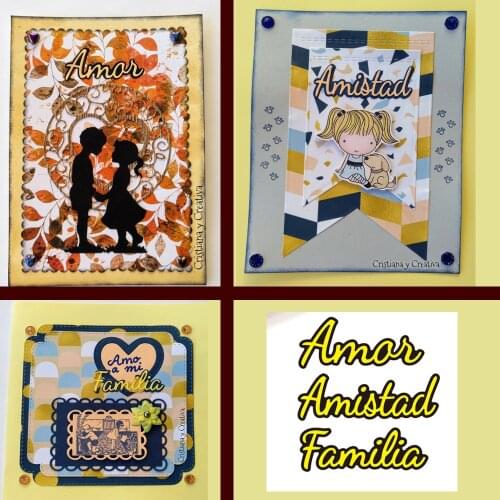 Metal cutting dies words in Spanish Troquel de corte palabras en español amor amistad familia Photo album cutting die