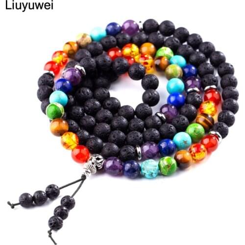 Liuyuwei Multilayer Chakra Bracelet Men Lava Healing Beads Reiki Buddha Prayer Natural Stone Yoga Bracelet For Women YW158