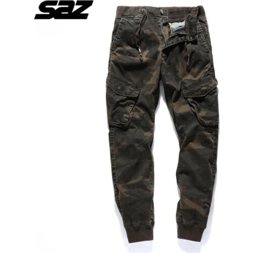 Saz 2020 New Cargo Pants Men outdoor Jogger Overalls Tactical Military Pant Casual Sweatpant Men 100% Cotton Trousers