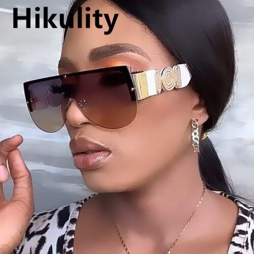 2021 New Luxury Brand Pilot Sunglasses For Men Vintage One Piece Rimless Square Sun Glasses Women Gradient Shield Flat Eyewear