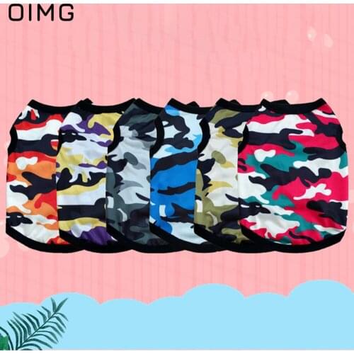 OIMG Clothes For Dog Camouflage Print Pet Dog T Shirt for Small Dogs Sleeveless Puppy Shirts Tank Top Schnauzer Bulldog Clothes