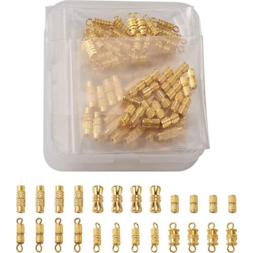 Pandahall Jewelry Brass Screw Clasps for Jewelry Makings DIY Golden Platinum 100-120sets/Box