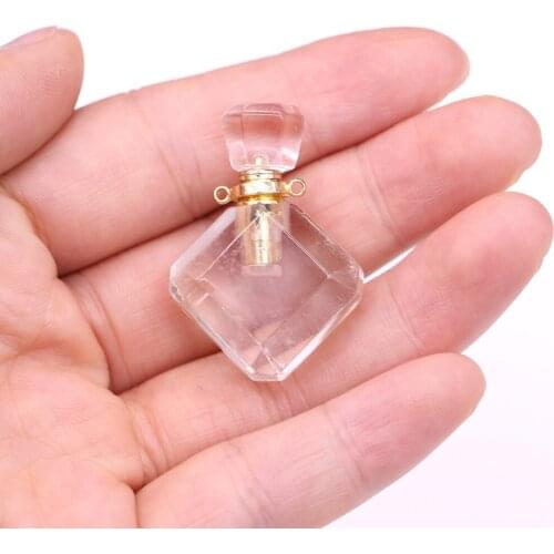 Natural Gems Stone Perfume Bottle Essential Oil Diffuser Pendants Quartzs Lapis lazuli Pendants Charms Jewelry Making Necklace