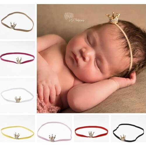 New Baby Girls Gold Crown Headband Newborn Crown Tiara Hairband Toddler Headband Headwear Hair Accessory Photo Props