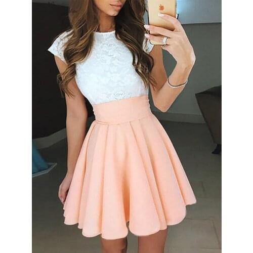 Simple Homecoming Dresses Short Backless Cap Sleeves Chiffon Lace Graduation Dress Cocktail Gown Prom Party Gowns Cheap