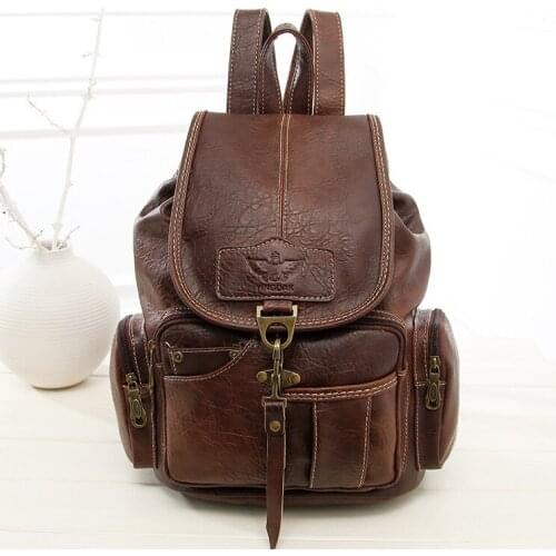 New Arrival Men Backpack Vintage High Quality Leather Male Korean Student Backpack Large Boy Business Laptop School Computer Bag