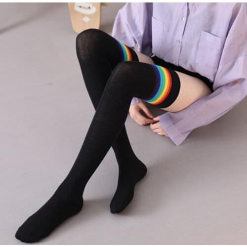 Sexy Socks Striped Long Socks Women Long Stockings Warm Thigh High Socks For Girls New Fashion Rainbow Striped Knee Socks