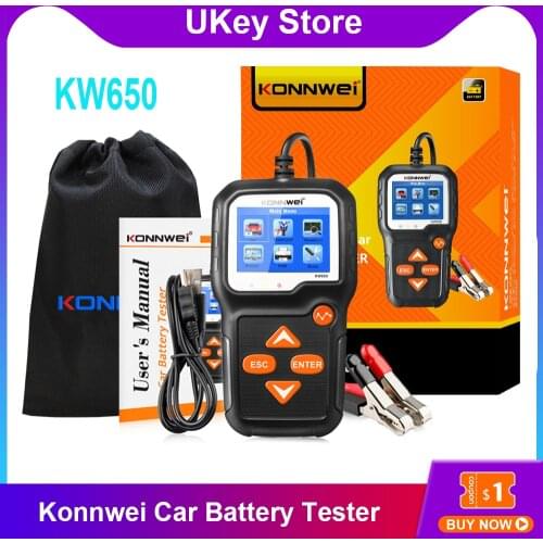 KONNWEI KW650 Car Auto Motorcycle Battery Tester 6V 12V Battery System Analyzer 100 to 2000CCA Charging Cranking Test Tools