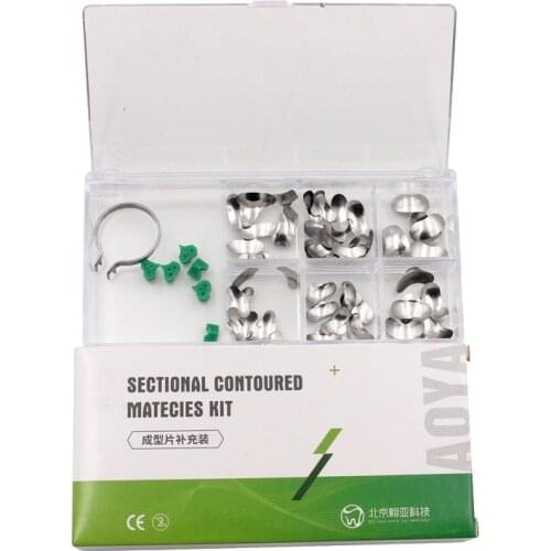 High Quality Full Kit Dental Matrix Sectional Contoured Metal Matrices+ Silicone Add-On Wedges Dental Lab Dentist Tools