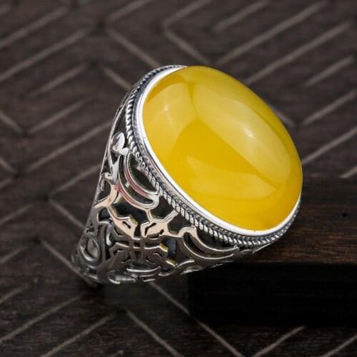 Fashion jewelry Women Ambers beeswax Rings Real 925 Sterling Silver Rings Handmade Rings For Women shipping free