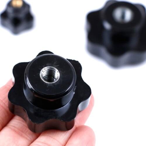 1Pcs Black Plastic M5/6/8/10/12 Thread Star Shaped Head Clamping Nuts Knob 5 Sizes