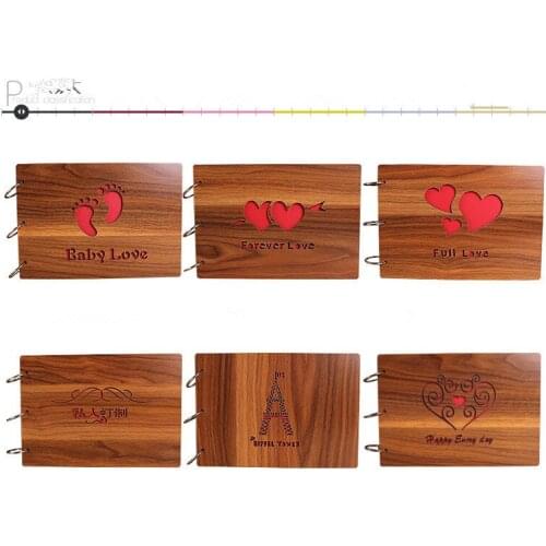10inch Wooden Handmade Wedding Photo Albums Wire Binding Scrapbooking Paper Diy Photo Album Vintage Scrapbook Album 60 Sheets