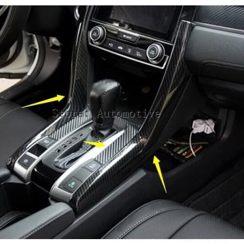 ABS Carbon Fiber Style Gear Box Panel Cover Trim For Honda Civic 2016 2017 3pcs