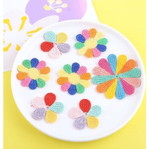 8pcs Korean Style Cute Wool Weave Colorful Sun Flower Pendant Hairpin Hair Accessories Earings For Girls Diy Jewelry Findings