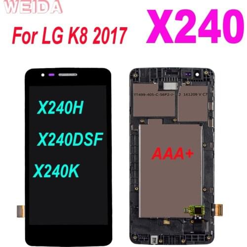 AAA+ For LG K8 2017 X240H X240DSF X240 X240K LCD Display Touch Screen Digitizer Assembly With Frame Screen Replacement