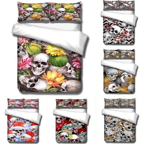 Watercolor Crossbones Skull Head Bedding Sets Kids Children Duvet Covers Pillowcases Comforter Cover Bedclothes Halloween